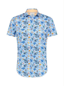 Shirt SS jungle light blue