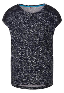 printed shirt w.lace shoulder