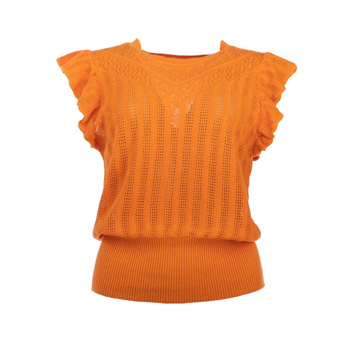 Agile ajour ruffle sleeve