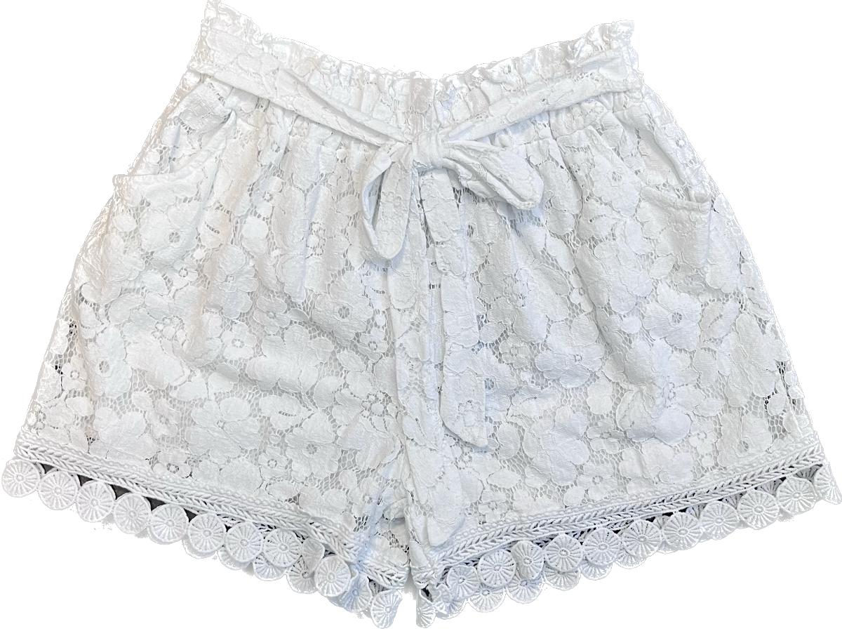 Short met kant wit