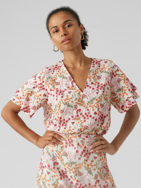 VMUTILLA S/S V-NECK TOP WVN B