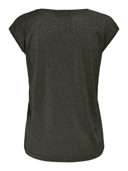 ONLSILVERY S/S V NECK LUREX T