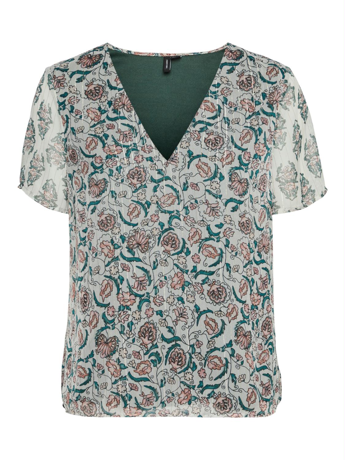 VMTHEA S/S V-NECK TOP WVN LCS