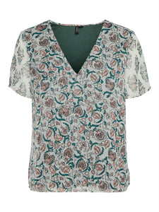 VMTHEA S/S V-NECK TOP WVN LCS