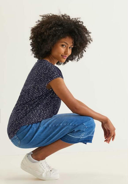 printed shirt w.lace shoulder