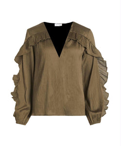 VIBARISA V-NECK L/S BLOUSE/SU