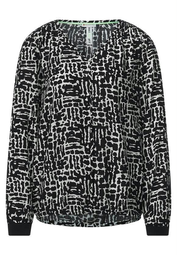 Printed v-neck blouse w pipin