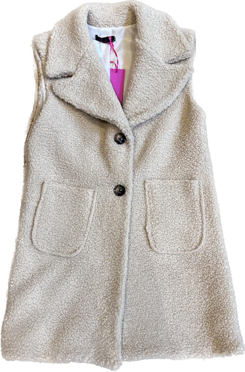 Teddy Gilet lang ecru